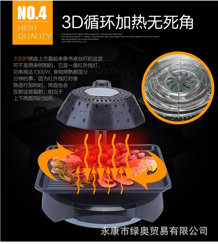 熱銷3D電燒烤爐機(jī) 鐵板烤肉架紅外線烤盤 無油煙不粘家用商用